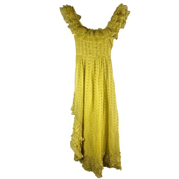Doen Ernestine Maxi Silk Eyelet Embroidered Dress Moss Size XS - Picture 2 of 14